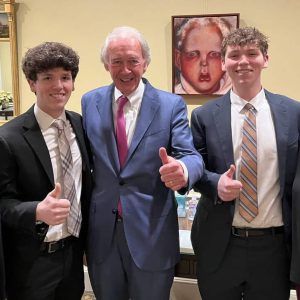 Pictured from left to right: Senator Sal DiDomenico, Sal DiDomenico, U.S. Senator Ed Markey, Matthew DiDomenico, Tricia DiDomenico.