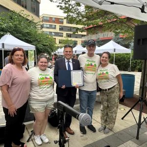 From left to right: Ward 1 Councillor Peg Crowe, market organizer Katie Cruickshank, Mayor Gary Christenson and market organizers Marcel Schwab and Jennifer Kuhnberg. (Photo courtesy of the City of Malden)