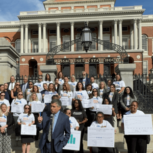 State Senator Sal DiDomenico, a cosponsor of the ‘Right to Read’ Act, addressed the Mass Reads Coalition rally.