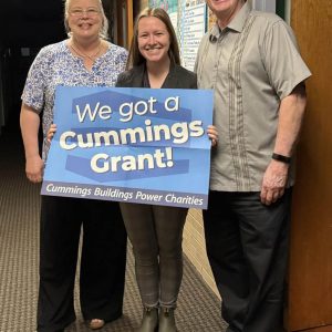 WE GOT A CUMMINGS GRANT: Pictured from left to right, in the Cummings Foundation photo is Christine Lane, a volunteer with Cummings Foundation, Emily Granoff, MWC Board member, and Gerry Whetstone, MWC Executive Director. (Courtesy photo)