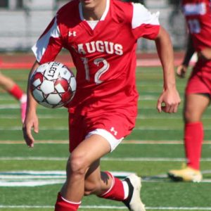 Saugus forward Max Anajjar took off down field in first-half action of Wednesday's season opener against Winthrop.  (Advocate photos by Greg Phipps)