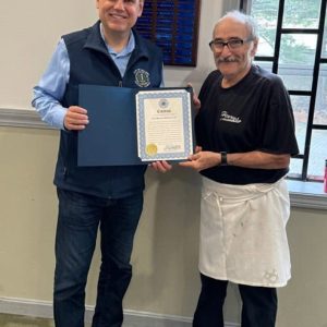 Mayor Gary Christenson with Moose member Jimmy Dorazio