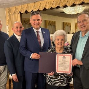 Pictured from left to right: Jim Carducci, State Representative Steve Ultrino, Mayor Gary Christenson, Esther Carducci and Ward 2 Councillor Paul Condon.