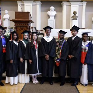Malden students (from left to right): Christian Ulysse, Hemam Henok, Sana Hasaba, Maria Alves, Dinesh Babu, Aldair Bernadin, Aarush Karmacharya, Stacy Abraham, Josie Sapini.