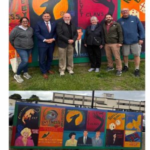 Pictured from left to right: Ward 5 Councillor Ari Taylor, Mayor Gary Christenson, Artist Fred Seager; Sharon Santillo of the Malden Sketch Group, Ward 4 Councillor Ryan O'Malley and Ward 6 Councillor Steve Winslow.