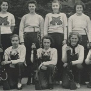 Malden High School girls rifle teams with Coach Carl E. “Pop” Taylor circa 1937