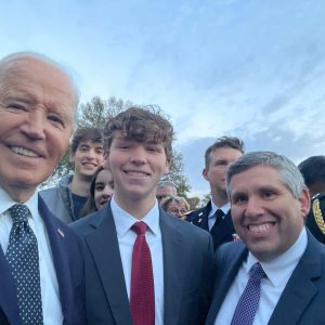 President Joe Biden took a selfie with State Senator Sal DiDomenico and son Matthew. (The President took this picture!)