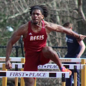 Kederson Pierre, a member of the GNAC champions Regis College Men’s Track and Field Team (Courtesy of Regis College)