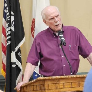 Precinct 4 Town Meeting Member Robert Long said a Community Engagement Committee is unnecessary when citizens can come to Town Meeting and speak for five minutes on every article. (Saugus Advocate photo by Mark E. Vogler)