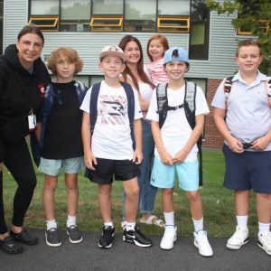 Shown from left to right: proud mother Aja Arsenault with fifth-graders Cadin Arsenault and Declan Lacey, proud mother Brandi Weiner, proud sister Sienna Weiner, Colt Weiner and Cam Connors.