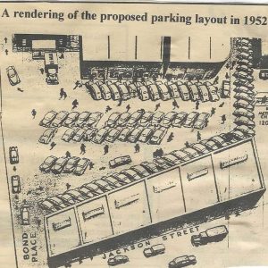 Rendering of parking plan in 1952 (Courtesy graphic to Saugus Advocate)