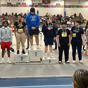 Revere shot-putter Bryan Maia (third from right) had an awesome day at a recent state meet.