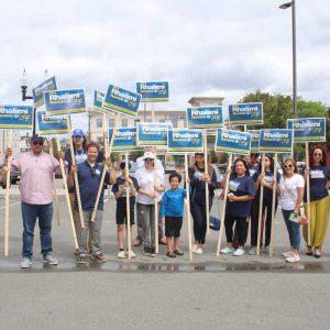 Councillor-at-Large candidate Alex Rhalimi had about 40 supporters on Broadway and Revere Street.