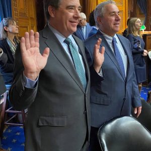 State Representative Joe McGonagle and Representative Dan Ryan are shown being sworn in on New Year’s Day. (Courtesy photo)