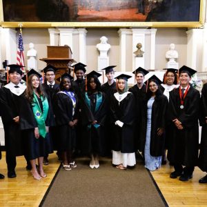 SAUGUS STUDENTS: From left to right: Ayomide Osineye, Joseph Ha, Nichole Carrijo, Mohamed Bouzaghou, Naomi Iyaregbe, Rayford Adam, Hillary Salvador, Emil Behremovic, Sana Hasaba, Raphael De Souza, Hafsa Naim, Maria Silva, Aidan Tum and Rahim Shiekh all graduated last month from Pioneer Charter School of Science II in Saugus. (Courtesy photo to The Saugus Advocate)