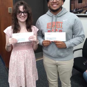 Everett 1975 Scholarship winners Adoni Santos and Neeysa Denning were presented with their awards on Monday night.  (Advocate photo)