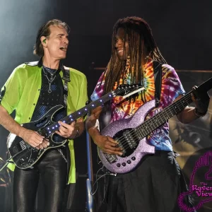 Steve Vai, left, and Malden High School Alumni Hall of Famer Phil Bynoe