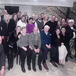 Rocco Sabatino, owner of Sabatino & Mastrocola Insurance in Everett, along with his staff and guests, enjoyed a holiday fundraiser at Abbondanza’s Ristorante on Main Street on Tuesday evening raising over $1,600 worth of gift cards for Mayor Carlo DeMaria’s Toy Drive for Everett’s teens. Shown above, the Sabatino, along with the many guests, gathered for a photo prior to the start of the evening’s festivities.