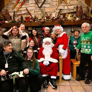 Santa and several of his friends visited Breakheart Visitors Center on Dec. 7. Pictured from left to right: Back row: John Rothwel, Stephanie Shalkoski, Anthony Speziale, Fabi Vrechi, Joyce Vecchiarelli; middle row: Jessica Narog-Hutton, Lisa Little, Santa (Bill Dalton), Mrs. Claus (Karen Speziale), Peter Rossetti; front row: Maria Caniglia, Jessie Simons. (Photo courtesy of Laura Eisener)