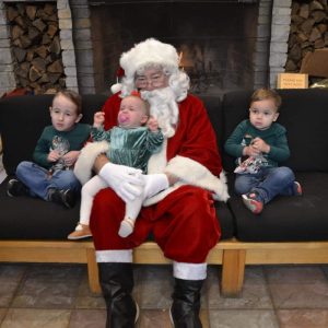 Santa shared the sofa with his friends Fiona, Billy and Brian at Breakheart on Sunday. (Photo courtesy of Laura Eisener)