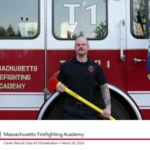 Saugus Firefighter Robert Serozynsky was among 34 firefighters from 20 communities who graduated last Friday (March 29) from the 50-day Career Recruit Firefighting Training Program offered at the Massachusetts Firefighting Academy in Stow. (Courtesy photo to The Saugus Advocate)