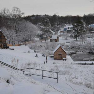 The Saugus Iron Works National Historic Site became a winter wonderland in the snow on the solstice (Dec. 21). (Photo courtesy of Laura Eisener)