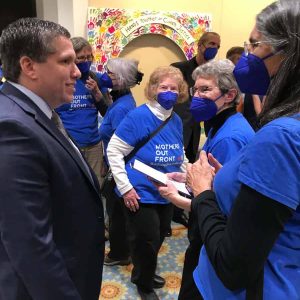 Senator DiDomenico Speaking with Mothers Out Front Advocates