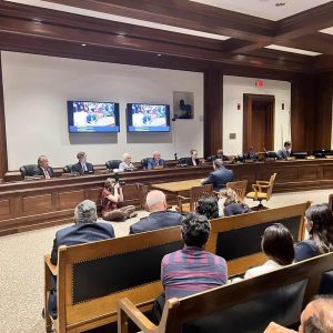 State Senator Sal DiDomenico is shown testifying in favor of his “wage theft bill” recently.