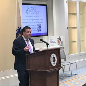 Senator DiDomenico speaking at Healthy Families