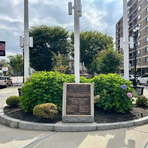 The 9/11 Memorial located at the Parlin Library (410 Broadway) is where the 9/11 Remembrance Ceremony will take place at 9:15 a.m.