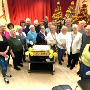 SEPTEMBER BIRTHDAYS: Pictured from left to right: Front row: Valerie Costello, Joan Lanzerio, Leslie Deland, Eleanor Gallo, Doris Piwowarski, Charlene Robicheau, Marie Boudreau, Dottie St. Pierre, Dick Lynch and Clare Prizio; second row: Laureen Barry, Pauline Agnew, Janestta Smallman, Roberta Perry, Eleanor Alberghini, Bill Stewart, Cathy Strum, Ann Erickson, Cheryl Roberto, Charlie Zapolski and David Blaney; back row: Bill Napier. (Courtesy photo to The Saugus Advocate)