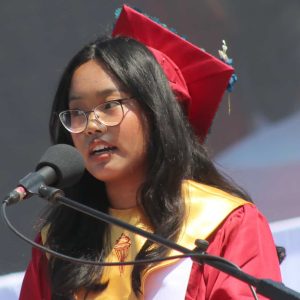 Class Salutatorian Simran Tamang has a grade point average of 4.952. Tamang encouraged students to savor memories from their teachers.