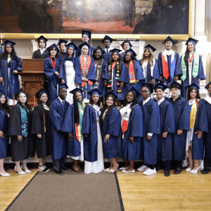 Left to right: Back row: Stephen Ruiz, Philip Dalla Benetta, Arthur Oliveira, Benajah Estelien and Vinicius Lacerda; second row: Assia Maji, Ashley Fajardo, Ines Hamdi, Tasnim Mouttaki, Lamarra Laurent, Bianey Jacinto, Ruth Hailu, Sampada Tiwari, Marcus Tayag and Emelyn Wittkowski; front row: Sophia Ridriguez, Christina Menacho, Yasmin Alger-Garcia, Ramisha Khatri, Marvin Jones, Sharon Daniel, Christa Corney, Liana Capo, Keisha Daniel, Mike Dely, Omar Chaouqy, Gabe Mendez, Reem Lasri, Said Munie and William Ramlal.