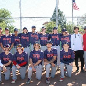 RHS Patriots Varsity Baseball Team: Back row, pictured from left to right: Assistant Coach Richard DiMarzo with players Domenic Boudreau, Patrick Keefe, Giancarlo Miro, Christopher Cecca, Juan Londono-Marin, Kyle Cummings, Max Doucette, Brendan Sack, Andrew Leone, Head Coach Michael Manning and Assistant Coach Scott Sack. Kneeling, pictured from left to right: Christopher Cassidy, Ollie Svendsen, Robert O’Brien, Michael Popp and Sal DeAngelis.