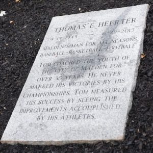 The Memorial Stone for Tom Heerter Sr. that is now at Pine Banks Park.