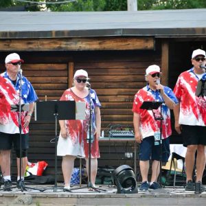 The Memorylaners wore matching patriotic outfits at their concert on July 16. (Photo courtesy of Laura Eisener)