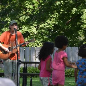 The Toe Jam Puppet Band played music and led the families in some energetic activities at the Iron Works to mark the end of summer vacation. (Courtesy photo to The Saugus Advocate by Laura Eisener)