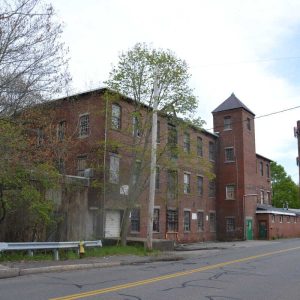 The old Pranker’s Mills at the intersection of Elm and Central Streets – part of a long history of manufacturing based on power from the Saugus River. (Photo courtesy of Laura Eisener)