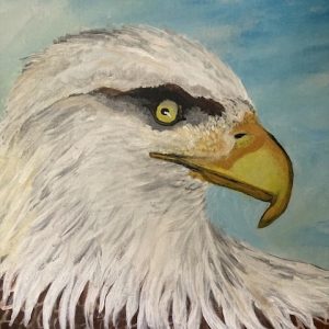 This bald eagle painted by Joanie Allbee is here to help Saugus celebrate Presidents’ Day this weekend. (Photo courtesy of Joanie Allbee)