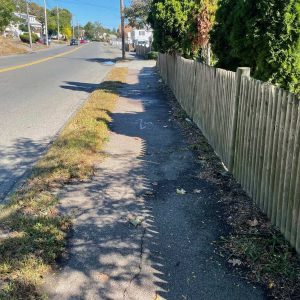 This stretch of existing sidewalk on Lincoln Avenue will be replaced in a project that begins on Oct. 7. (Courtesy photo to The Saugus Advocate)