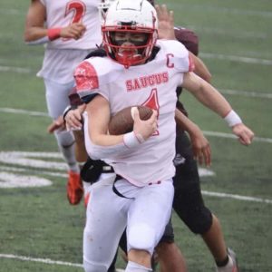 Co-Capt. Tommy DeSimone carried the ball for the Sachems in recent action.