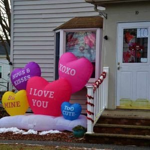 VALENTINE’S DAY GREETINGS radiate from Tonya Chadwick_s garden near Saugus Center despite the severe storms earlier this month-2