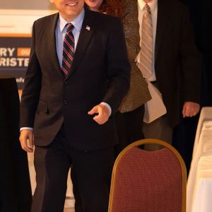 VICTORY WALK: Mayor Gary Christenson enters the room at Anthony’s in Malden after being announced as the winner of the mayoral election. (All photos courtesy of Paul Hammersley)
