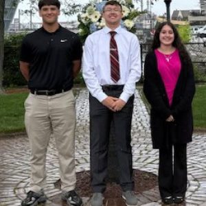 VITALE SCHOLARSHIP RECIPIENTS: Left to right: Saugus High School graduates Dominic P. Cicolini and Daniel J. Zeitz and Northeast Metro Tech graduate Kiara E. Martinez received Vitale Scholarships last Saturday. Missing is Conlan Nestor Buckley, of Revere, a St. Mary’s High School graduate. (Courtesy photo to The Saugus Advocate)