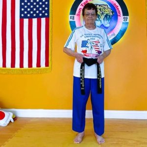 Virginia Rooney continues to win championships in taekwondo two years after earning her Black Belt at age 80 when she made history as the most senior student to receive a Black Belt at Sun Taekwondo Academy in Danvers. (Courtesy photo to The Saugus Advocate)