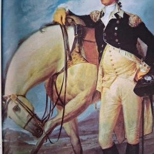 President George Washington with his white charger Prescott, the horse he rode while serving as President (Courtesy photo)