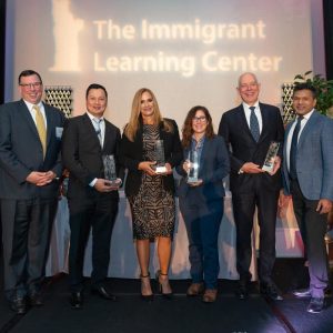 Pictured from left to right: The ILC Executive Director Vince Rivers, awardees Son Vo, Wendy Estrella, Isabel Aznarez and Frank van Mierlo and The ILC Public Education Institute Director Denzil Mohammed.