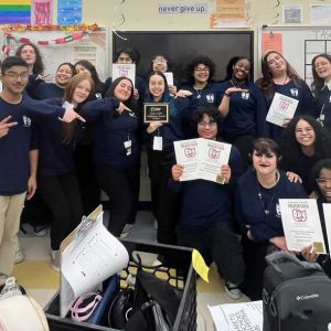 EHS Drama students are shown displaying their certificates. (Courtesy photo, Brittney Mitchell)