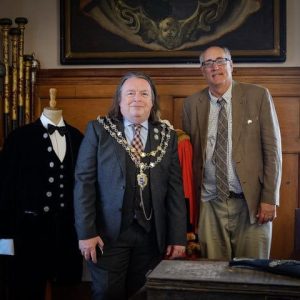 Maldon England Mayor Andrew Lay with Malden Council President Stephen Winslow.  (Courtesy photo)