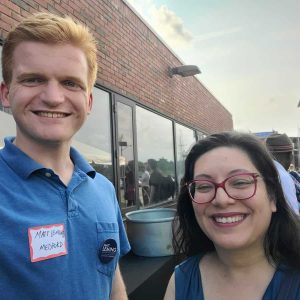 Matt Leming, candidate for Medford City Councillor, and Lissette Alvarado, Candidate for Mayor of Malden, at the GBLC Delegates Summer BBQ & Candidate Night.